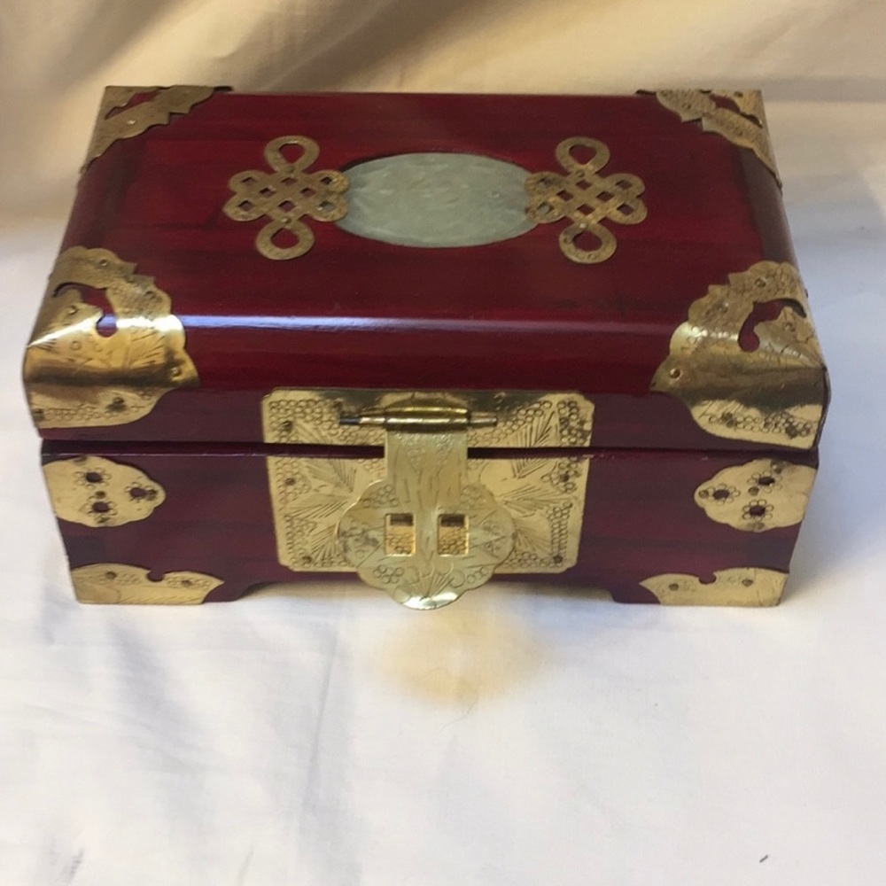 Chinese Wood Jewelry Jade Box